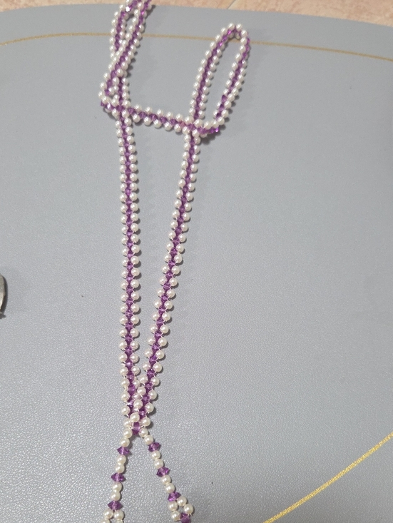 Jewelry - Pearl and Purple Bead Strand Necklace - Women Jewelry